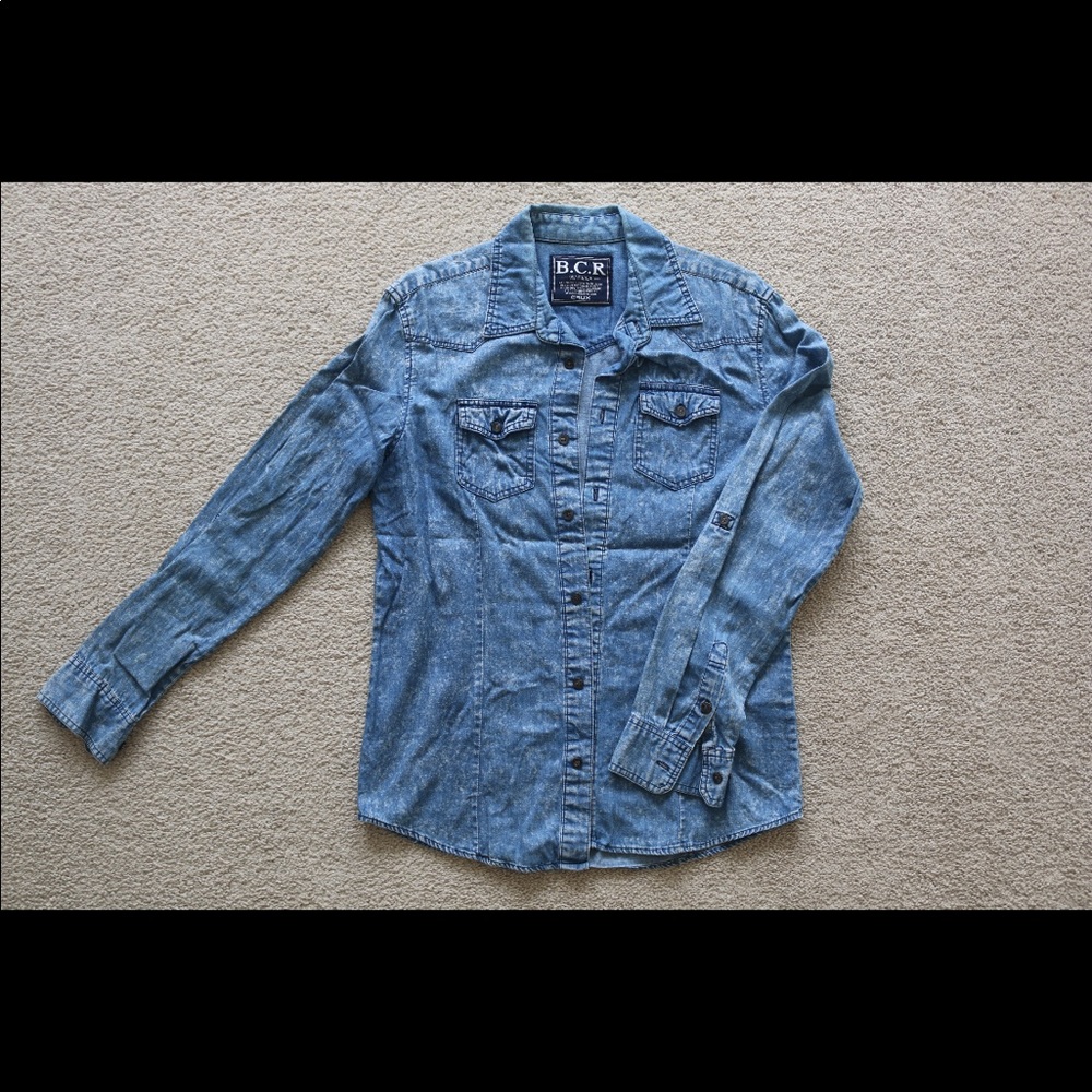Jean button up western style shirt